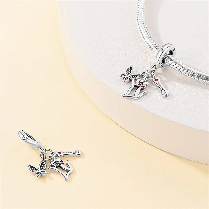 100% 925 Sterling Silver Cute Cat's Paw Dog Animal Pets Charms Beads Fit 3mm 925 Original Bracelet Fine DIY Birthday Jewelry
