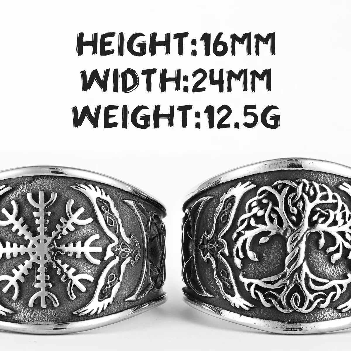 Viking Tree of Life Ring Stainless Steel Vegvisir Compass Men Rings Rock Retro for Male Rider Jewelry Creativity Gift Wholesale