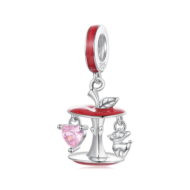 Bamoer 925 Sterling Silver Christmas Apple Tree Charms Xmas Series Pendant Beads for Women DIY Bracelet Accessories Holiday Gift