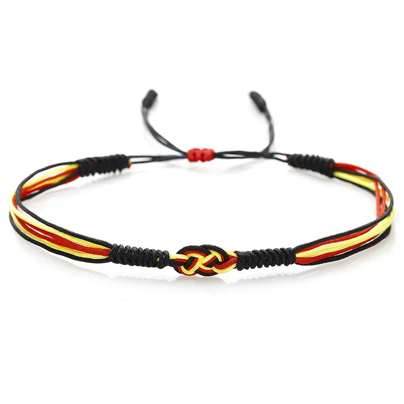 Stylish Handmade National Flag Color Bracelet Unisex Good Luck Weaven String Braslet Adjustable National Day Braclet Pulseria
