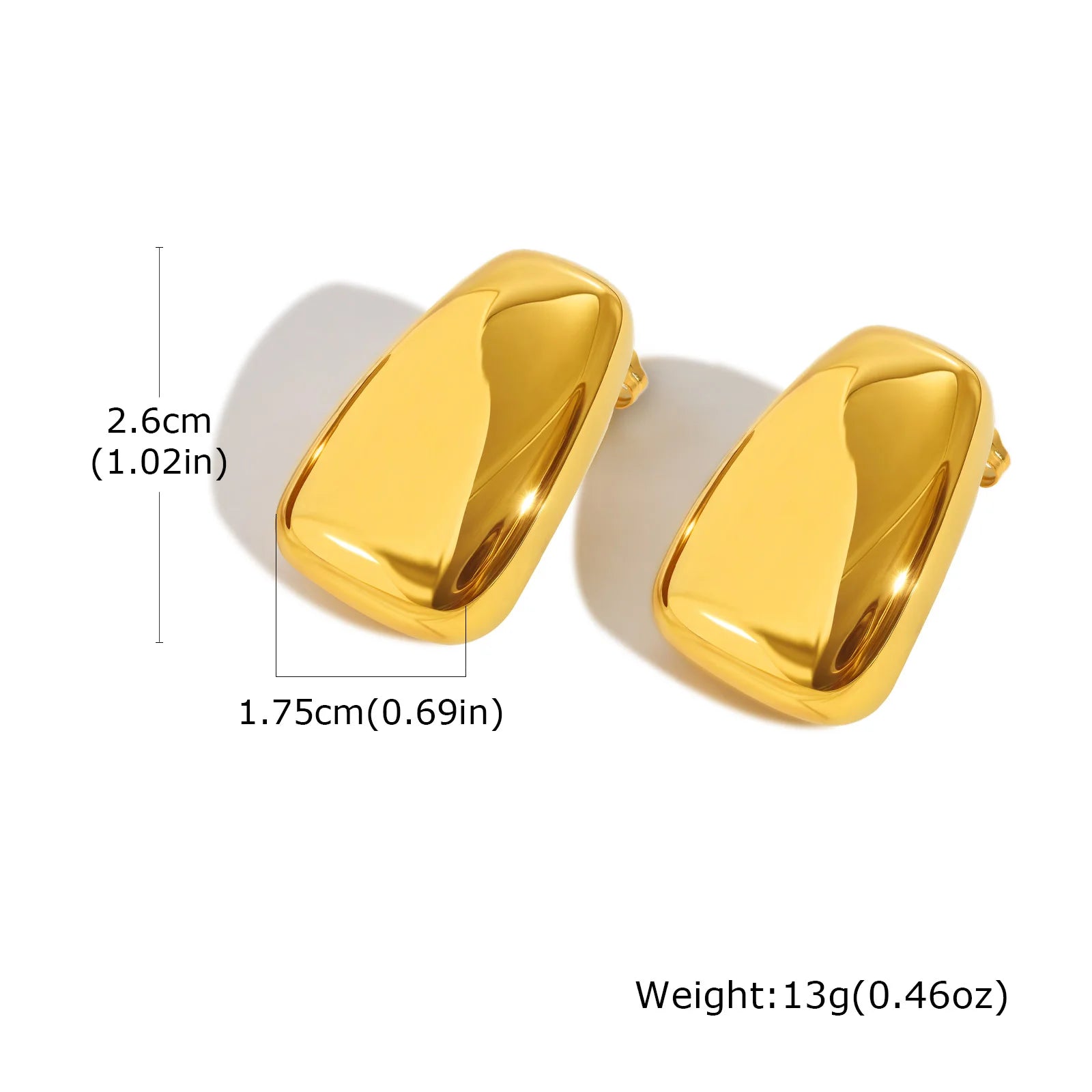 Vnox Fashion Stainless Steel Women's Stud Earring,Geometric Trapezoid Square Ear Accessories,Party Waterproof Jewelry Two Color