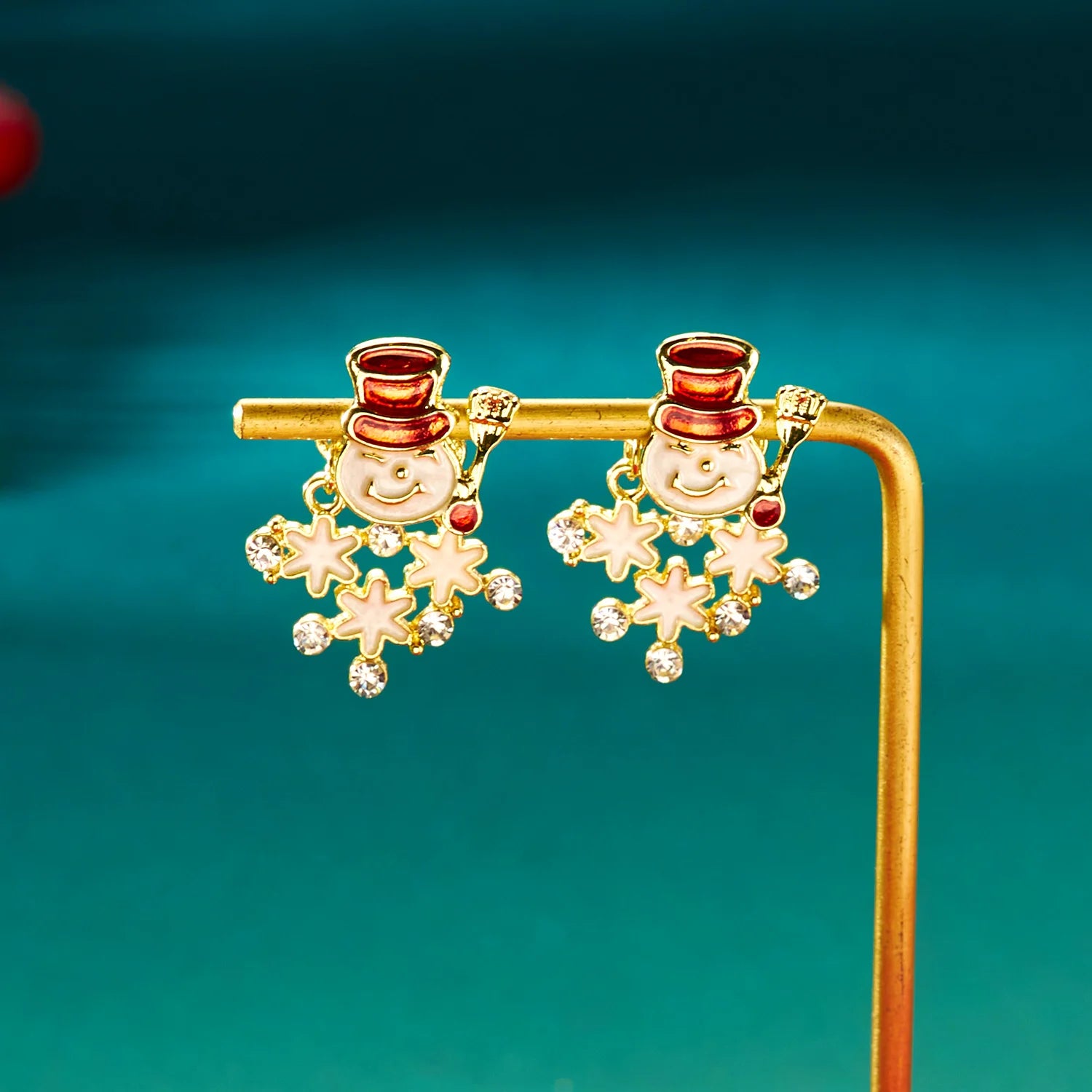 Colorful Crystal Zircon Snowman Dangle Earrings For Women Cute Christmas Tree Snowflake Bow Earring Xmas New Year Party Gifts