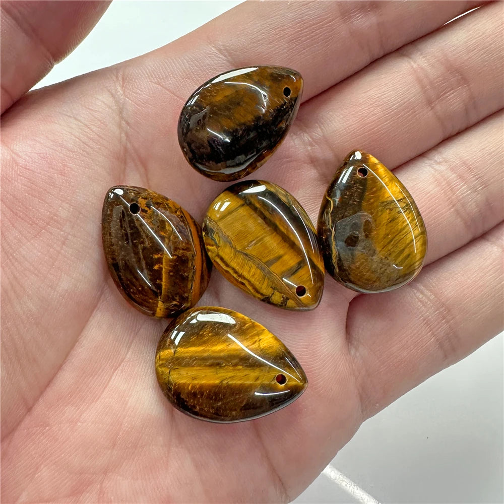 High Quality Smooth Water Drop Gem Pendant Natural Apatite Quartzs Labradorite Top Drilled Charm Bead For Jewelry DIY 18X25MM