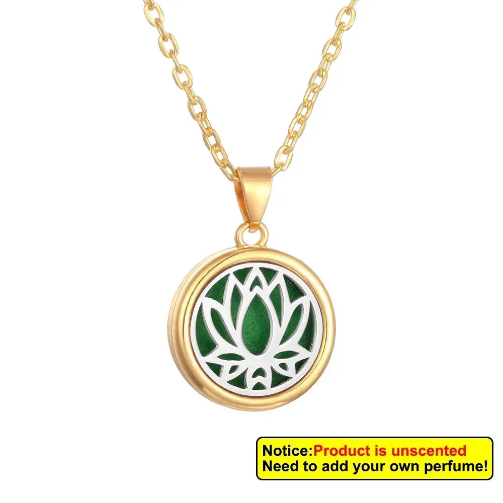 2025 New Tree of Life Aromatherapy Necklace Golden Rose Color Open Locket Scent Aroma Perfume Essential Oil Diffuser Necklace