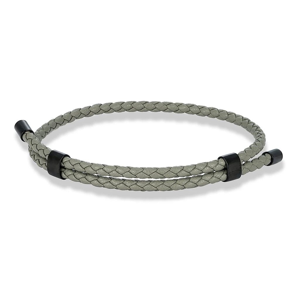 MKENDN Simple Style Men Titanium Steel Bracelet 3mm Red Leather Braided Rope Women High Quality Adjustable Charm Jewelry