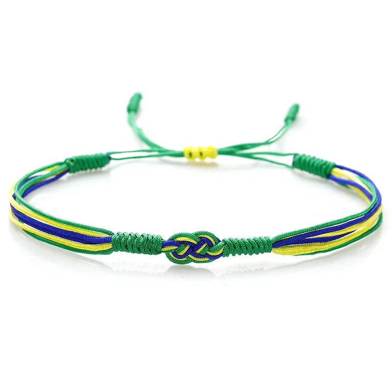 Stylish Handmade National Flag Color Bracelet Unisex Good Luck Weaven String Braslet Adjustable National Day Braclet Pulseria