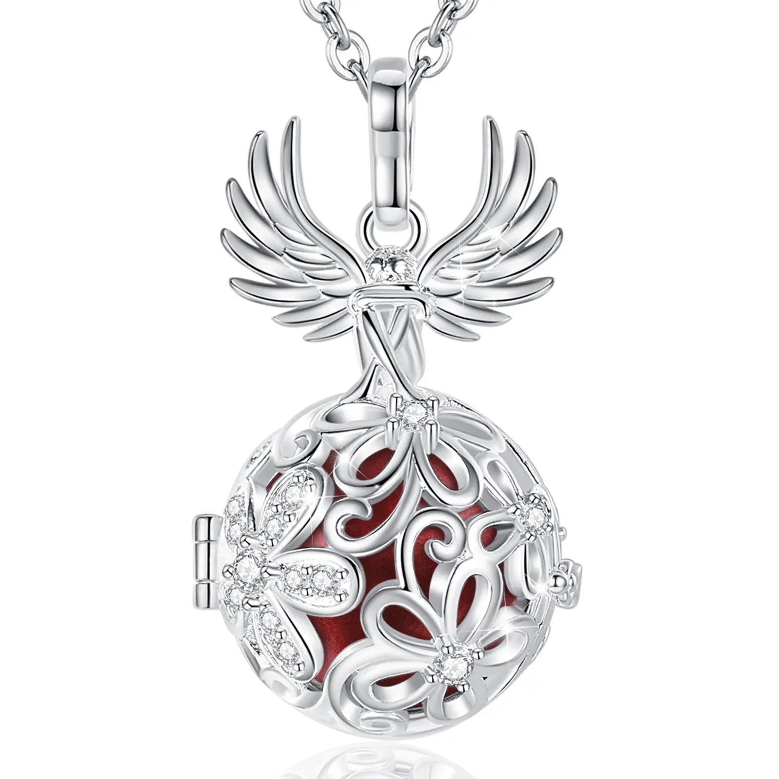 Eudora Collier Bola de Grossesse Necklace 18MM Ball Flower Angel Caller Musical Bell Pendant DIY Jewelry Gift for Pregnant Women