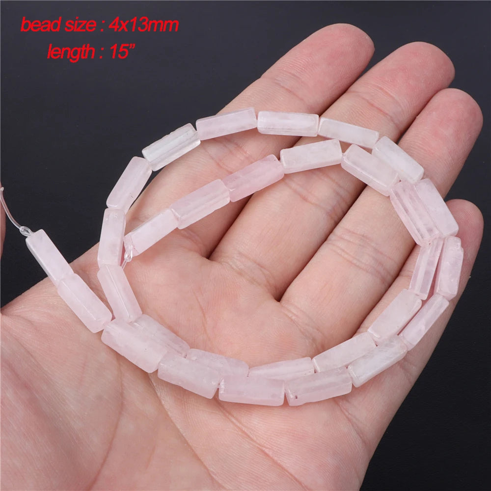 45 Style Natural Rose Quartz Bead Round Tube Crystal Loose Beads For Jewelry Making Handmade Diy Bracelet Necklace Accessories