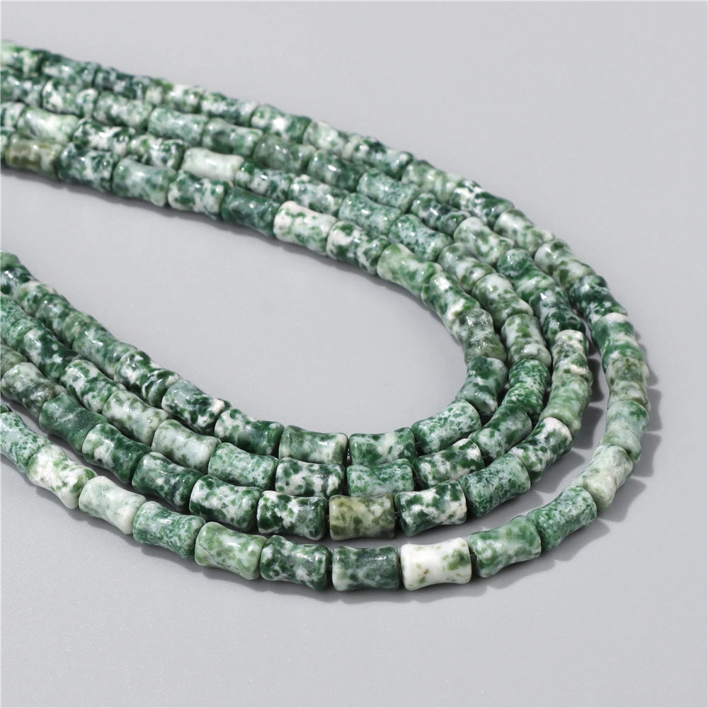 6X10mm Natural Stone Bead Bamboo Shape Aventurine Jaspers Sodalite Loose Spacer Beads For Jewelry Making Handmade DIY Accessorie