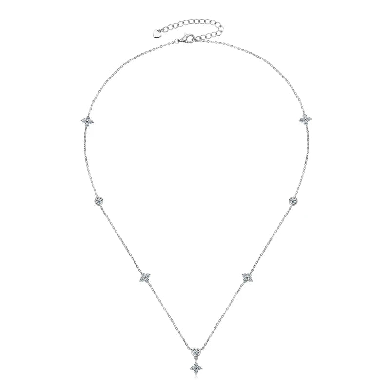 OXTAO Ladies' Fashionable Collarbone Chain Moissanite Diamond Necklace 925 Sterling Silver Fine Jewelry Birthday Gift GRA