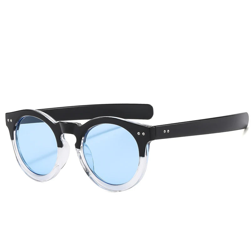 Mode Kleine Ovale Sonnenbrille Luxus Marke Design Frauen Shades Retro Trend Nieten Männer Punk Dicken Rahmen Sonnenbrille UV400