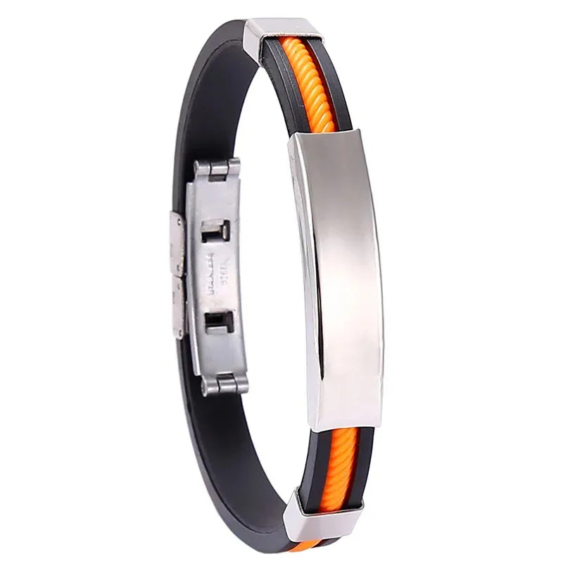 Custom Logo Name Engrave Silicone Bracelet Inscription Friendship Bracelets For Women Men ID Bracelet Luxury Snap Button Jewelry