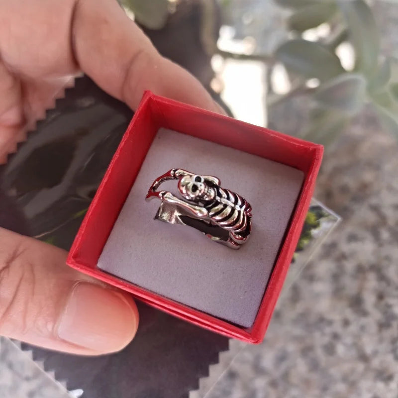 Buyee 925 Sterling Silber Großer Ring Finger Einzigartiger offener Ring für Damen Herren Fashion Punk Feiner Schmuck Kreis mit Box