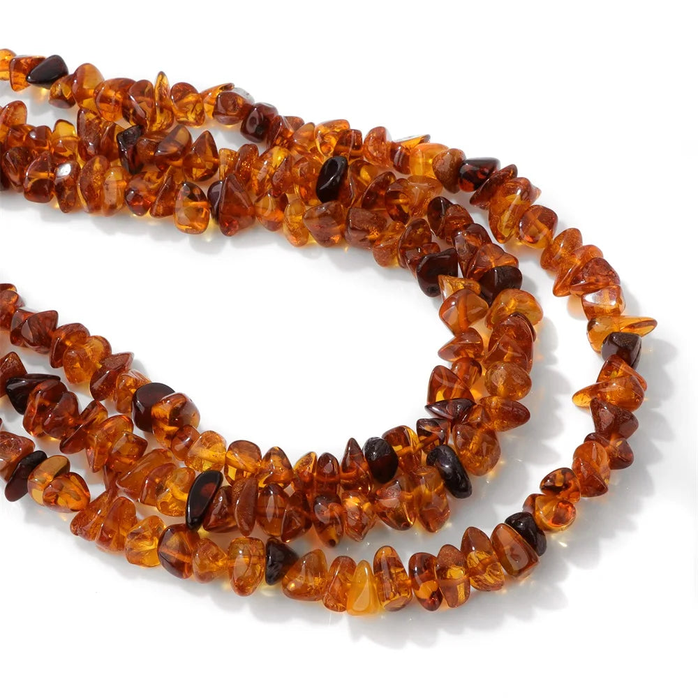 100% Natural Irregular Amber Stone Bead Round Oval Nugget Chips Raw Ambers Beads DIY Bracelet Necklace Jewelry Accessories