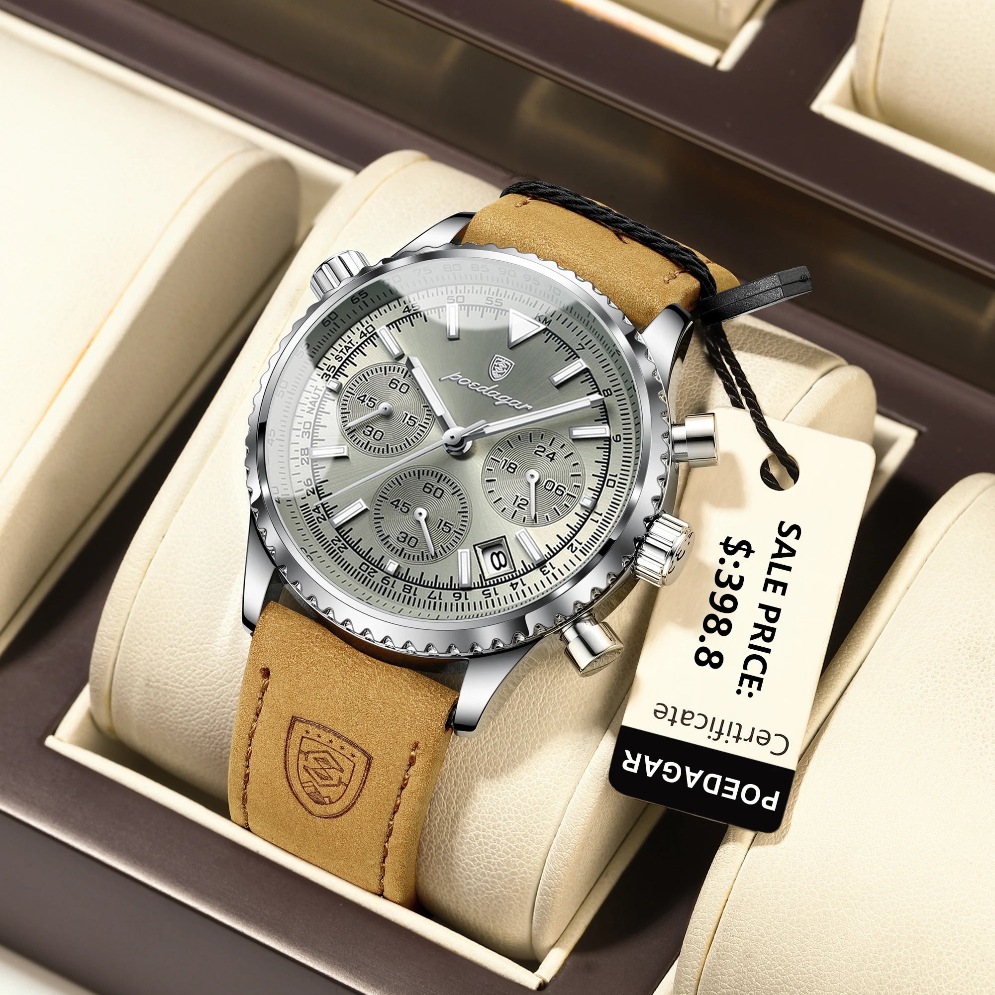 POEDAGAR Luxury Man Watch Quartz Waterproof Luminous Date Chronograph Leather Men Wristwatch Military Sports Men's Watches Reloj - Madeinsea©