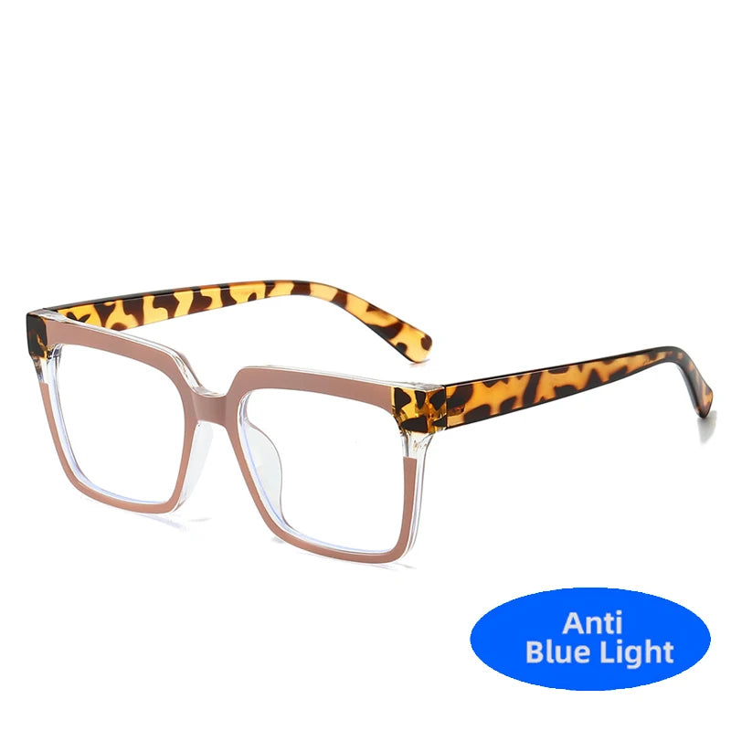 2025 TR90 Millennium Damen Quadratische Brille Bunter Rahmen Mode Polygon Klar Anti Blaues Licht Brillen Männer Optischer Leopardenrahmen