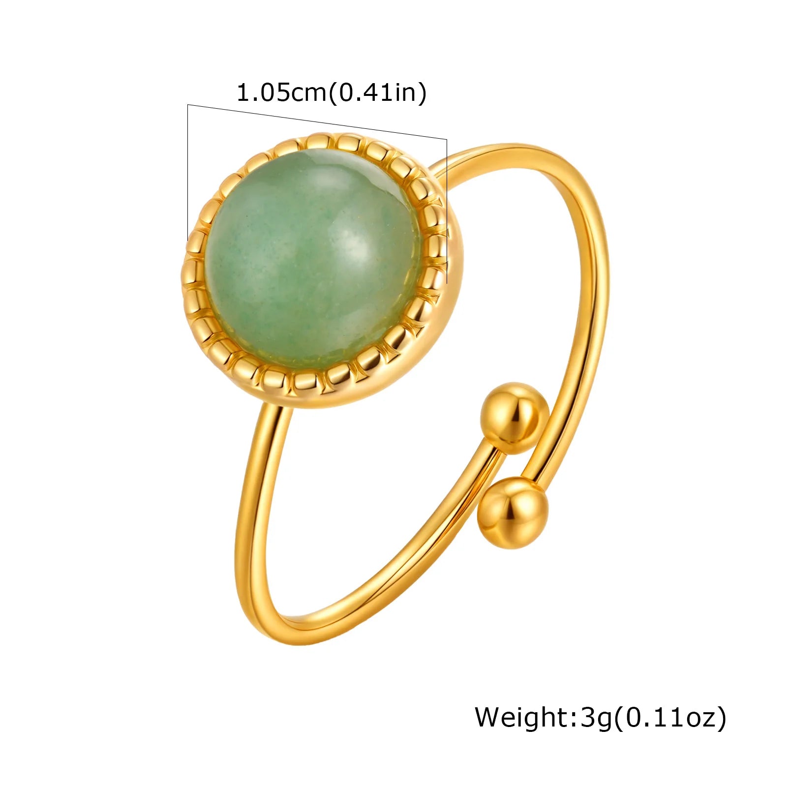 Vnox Elegant Natural Stone Stainless Steel Rings Fashion Colored Pearl Opal Turquoise Rings For Women Retro Waterproof Jewelry