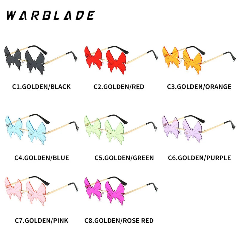 2025 Fashion Rimless Butterfly Sunglasses For Women Men Personalized Trendy Metal Irregular Sun Glasses Party Decorative Glasses