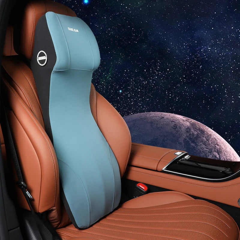 Car Leather Headrest Lumbar Support Memory Foam Car Rest Neck Pillow Back Cushion Seat Waist Supports Car Interior Accessories - Madeinsea©