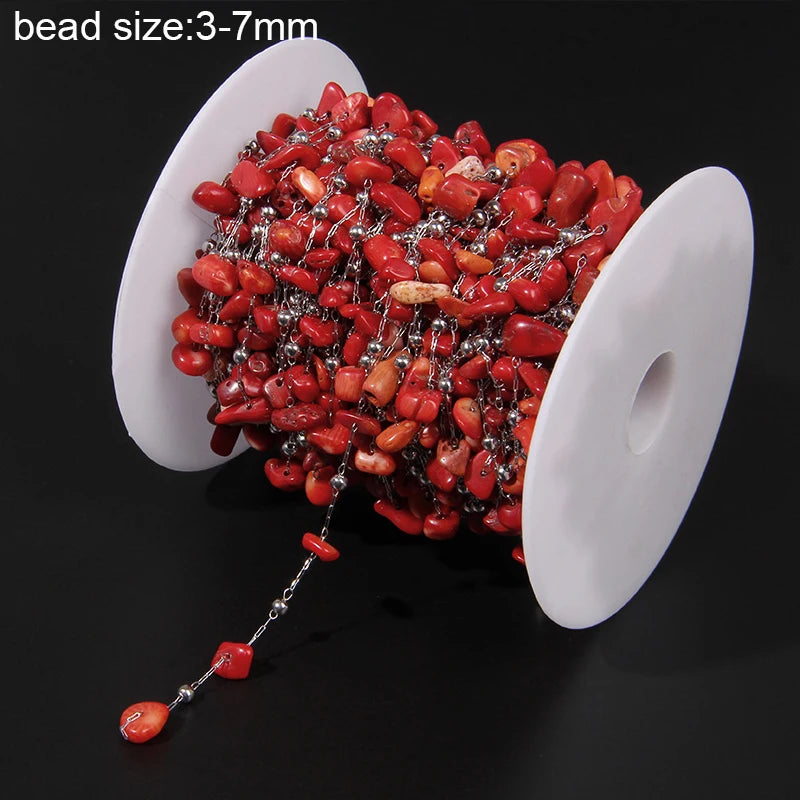 Natural Quartzs Stone Stainless Steel Chips Beads Chains For DIY Bohemia Jewelry Making Women Necklace Choker Bracelet Handmade - Madeinsea©