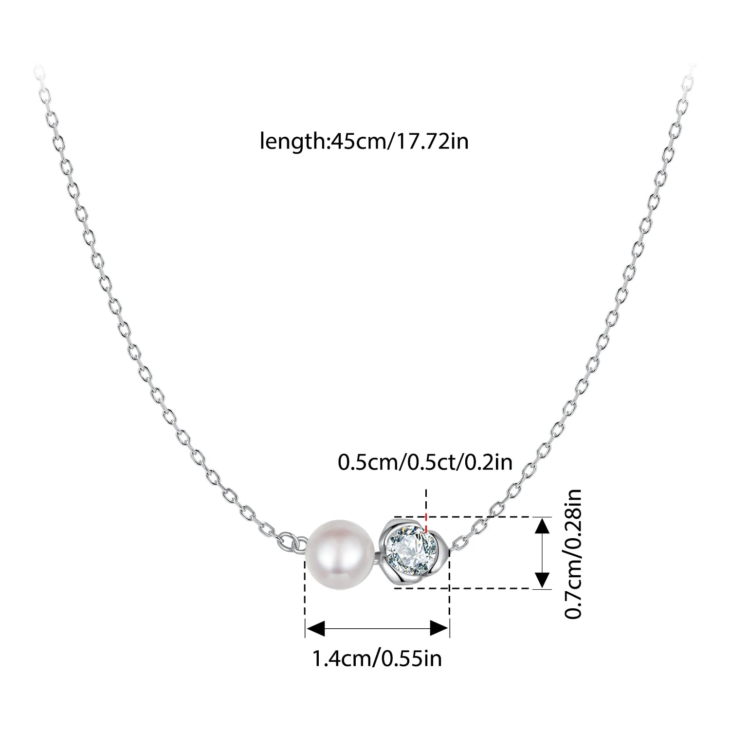 Collier BISAER Moissanite Rose en Argent Sterling 925 Chaîne de Perles Plaqué Or Blanc Coupe Diamant Cultivé en Laboratoire Mariage Bijoux Fins