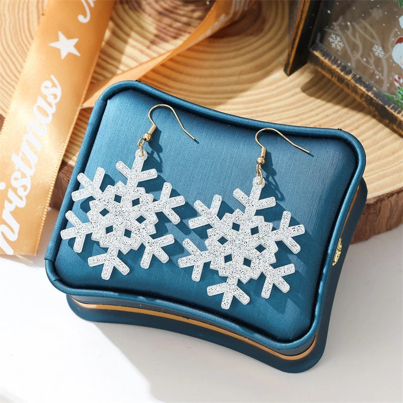 Fashion Christmas Snowflake Earrings For Women Cute Trendy Xmas Tree Colorful Bells Bow Knot Piercing Earring Party Jewelry Gift