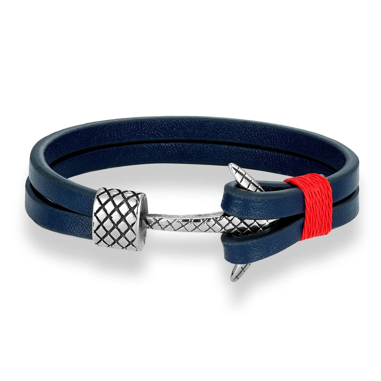 MKENDN Minimalist Men Double Strand Woven Leather Bracelet Stainless Steel Anchor Buckle Accessories Handmade Jewelry Gifts