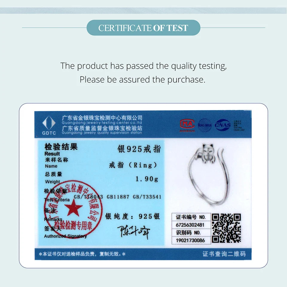 BAMOER 2025 Solid 925 Sterling Silver Cute Cat Adjustable Rings Lovely Cats Animals Open Ring Jewelry for Women SCR1116-E