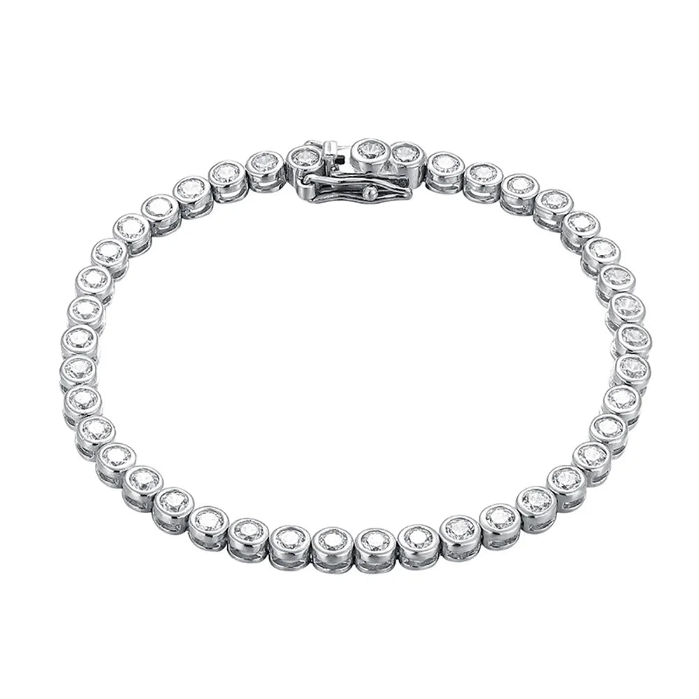 Serenity D Color 2mm 3mm Full Moissanite Tennis Necklace For Women S925 Silver Moissanite Bubble Bracelet Plate 18K Fine Jewelry