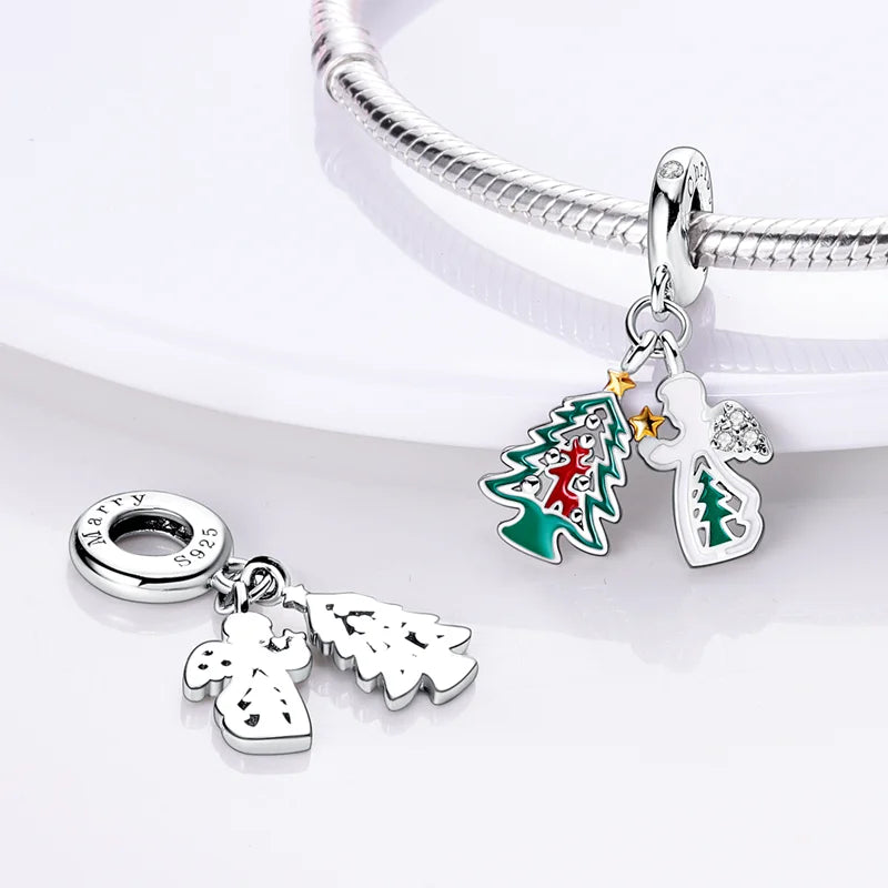 925 Sterling Silver Cold Winter Charms Bead Christmas Santa Claus Elk Deer Snowman Pendants Fit Original Bracelet DIY Jewelry