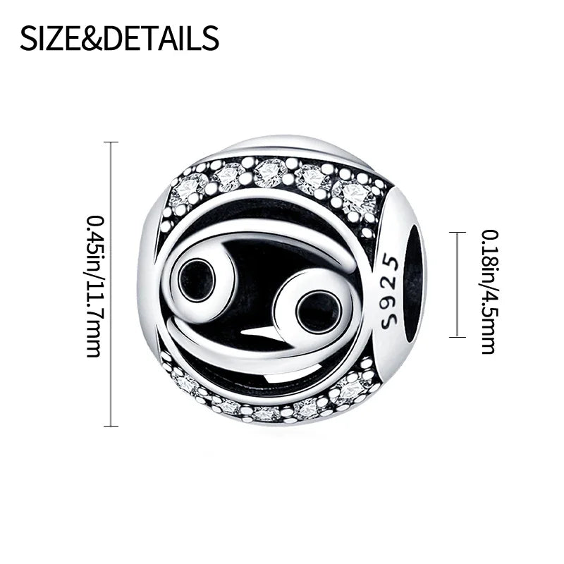 925 Sterling Silver 12 Constellation Beads Charm Fit Original  Bracelet for Women Jewelry Birthday Fashion Gift