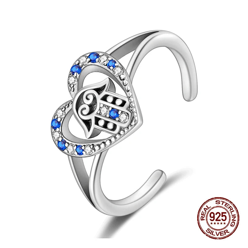 Rings For Women 100% 925 Sterling Silver Shiny Dragonfly Heart Shaped Hollow Open Rings Fine Wedding Engagement Jewelry Gift