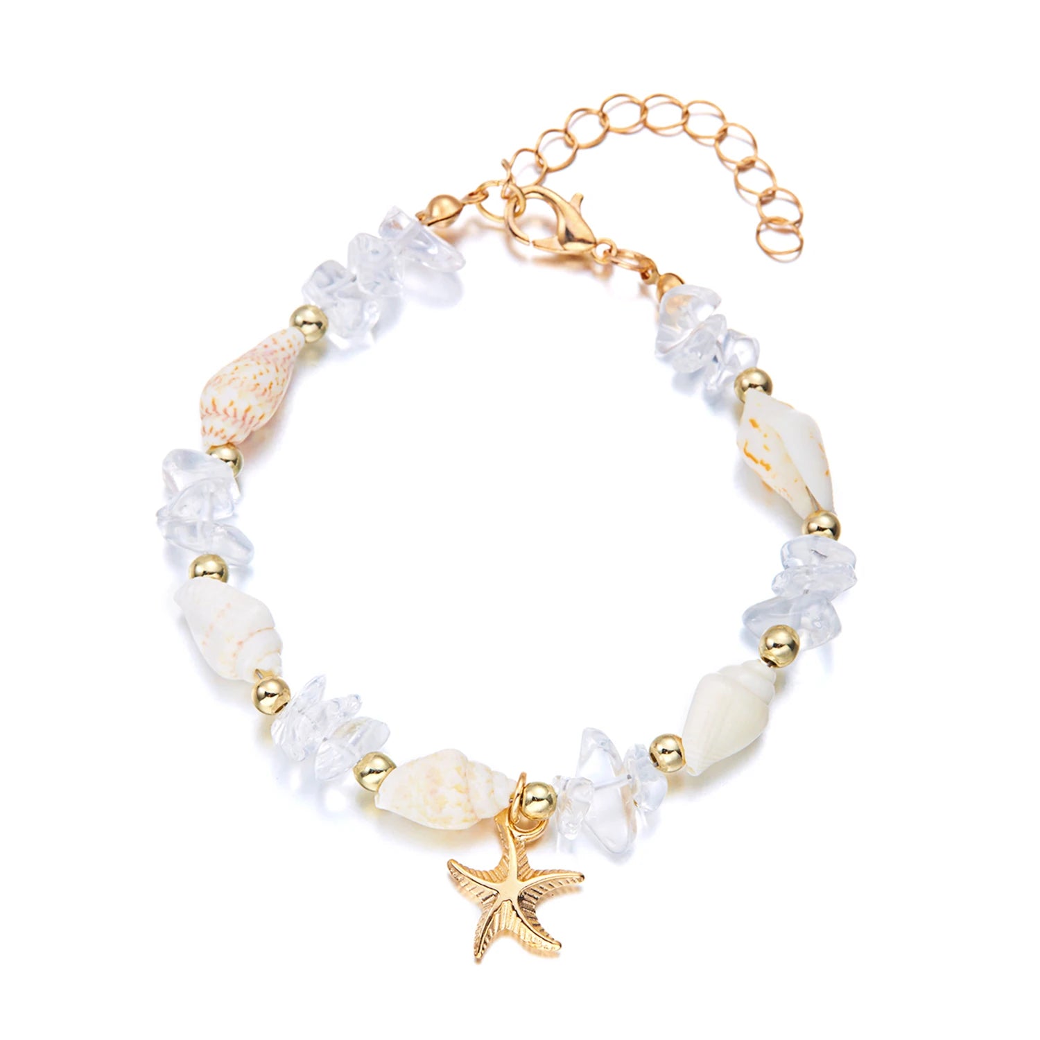 Bohemian Starfish Conch Beads Bracelets For Women Handmade Irregular Stone Beaded Bangles Beach Party Friendship Jewelry Gift