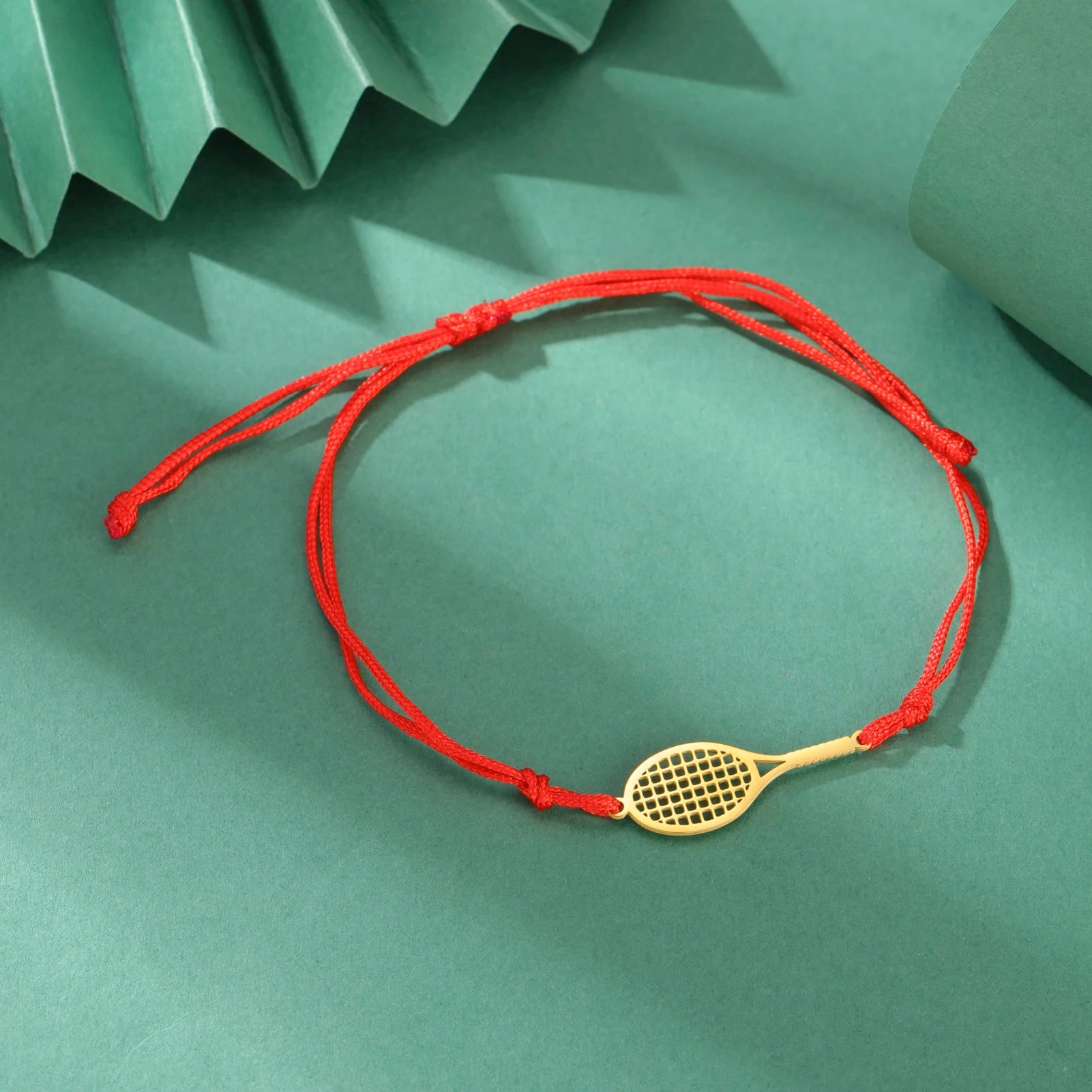 Dreamtimes Tennis Badminton Racket Bracelets Hand Braided Lucky Black Red Rope Sport Stainless Steel Pendant Charm Jewelry Gift