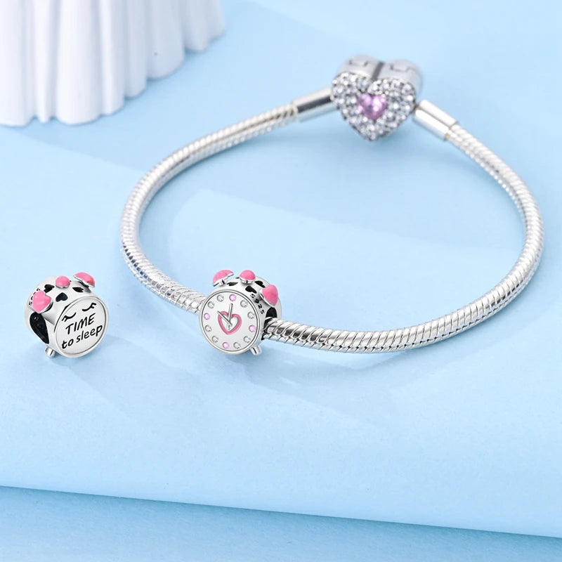 100% 925 Sterling Silver Perfume Bottle Clock Daily Life Charms Beads Fit 3mm 925 Original Bracelets Fine DIY Jewelry Gift
