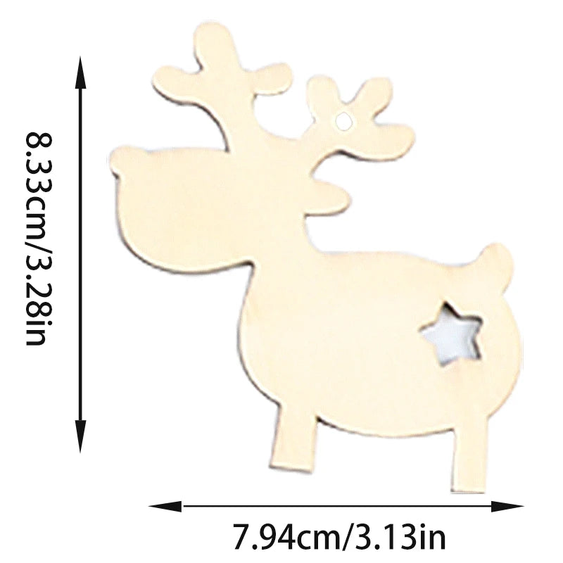 (10pieces/pack)7.94x8.33CM Christmas Elk Wooden Decoration Door Pendant Christmas Tree Celebrating Atmosphere