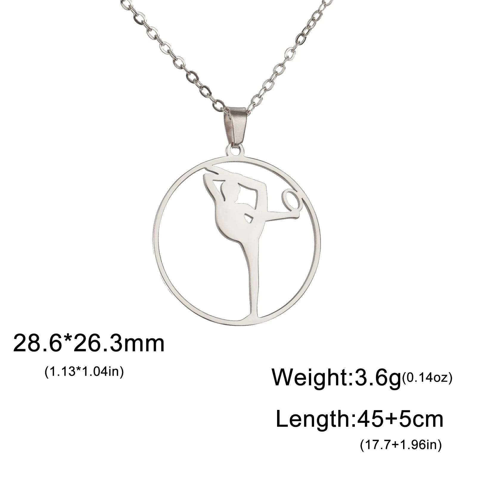 Dreamtimes Gymnastics Necklace Stainless Steel Sports Dance Artistic Gymnastics Skating Athlete Jewelry Pendant Women's Gift