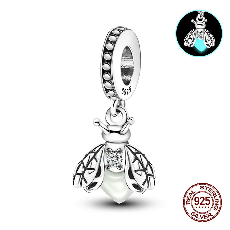 Classic 925 Sterling Silver Beads Luminous Firefly Star Chameleon Charms Pendants Fit Original Bracelet DIY Jewelry For Woman