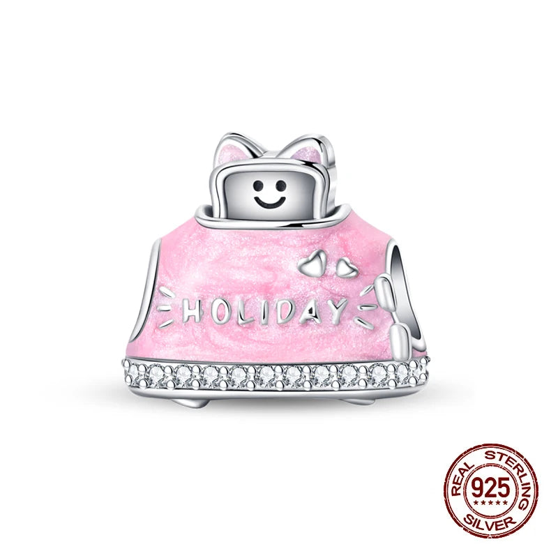 925 Sterling Silver Time Machine Trunk Travel Camera Charms Beads Fit 3mm 925 Original Bracelets DIY Jewelry Birthday Gift