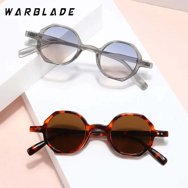 WarBLade Classic Vintage Sunglasses Men Small Round Retro Punk Ocean Color Sun Glasses Gradient Clear Lens Driving Eyewear 2025