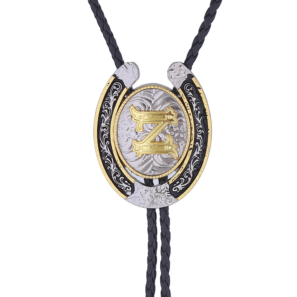 European and American horseshoe letters bolo tie large