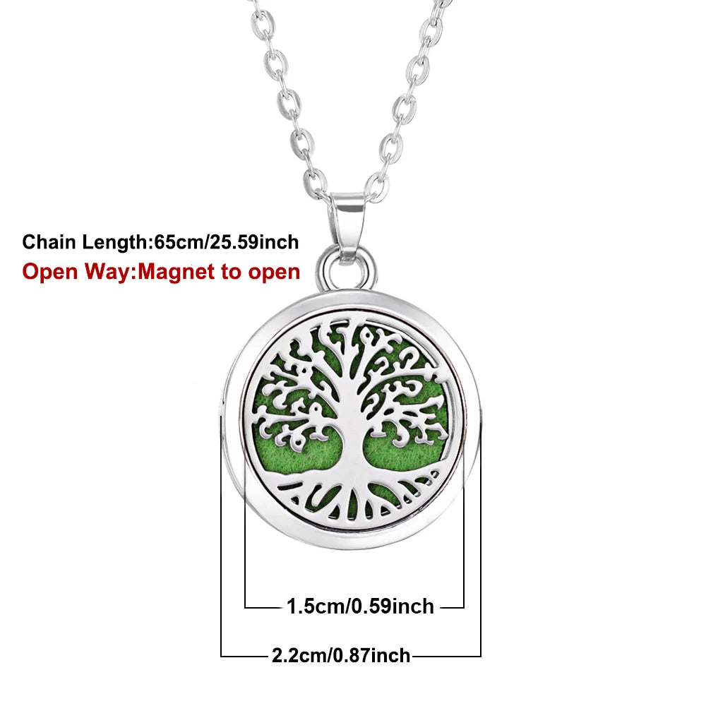 10pcs/lot Aromatherapy Stainless Steel Essential Oil Diffuser Necklace Open Magnetic Perfume Locket Pendant Necklaces for Women