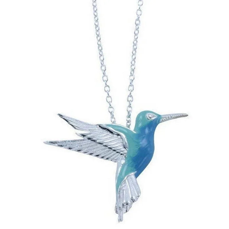 Hummingbird Chain Necklace Exquisite Blue Enamel Bird Pendant Clavicle Chain Necklace For Women Party Anniversary Jewelry Gifts