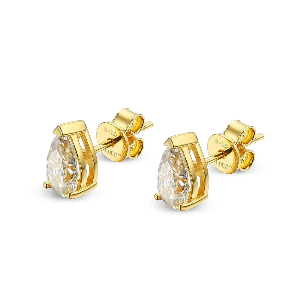 Serenity 1ct 2ct 4ct D Color Pear Moissanite Earrings For Women Gift 100% S925 Sterling Silver Drop-Water Stud Earrings Jewelry