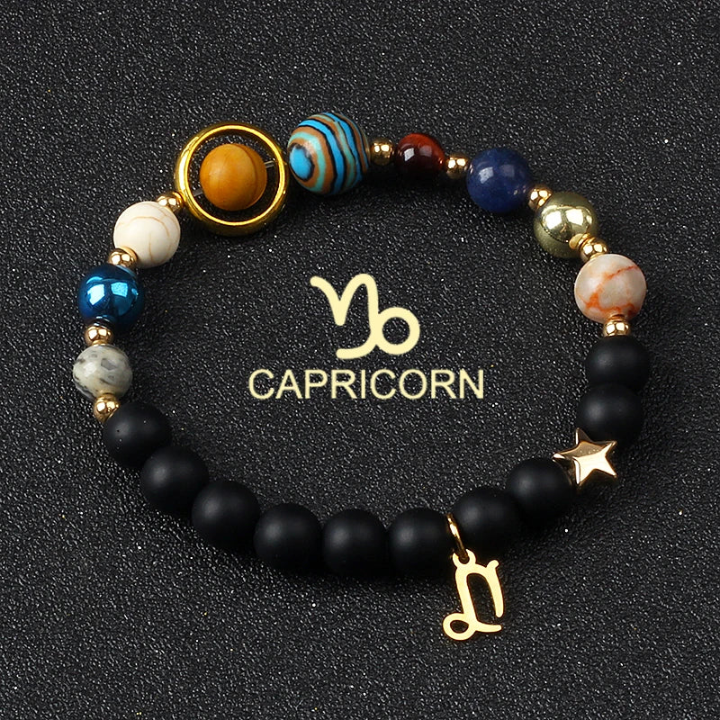 Universe Galaxy Eight Planets 12 Constellation Bracelets for Women Natural Stone Solar System Bracelets Libra Virgo Leo Jewelry - Madeinsea©