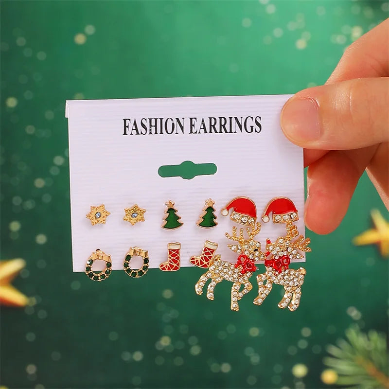 Lovely Trendy Christmas Series Earrings for Women Xmas Santa Claus Elk Snowflake Bowknot New Year Festival Party Jewelry Gifts