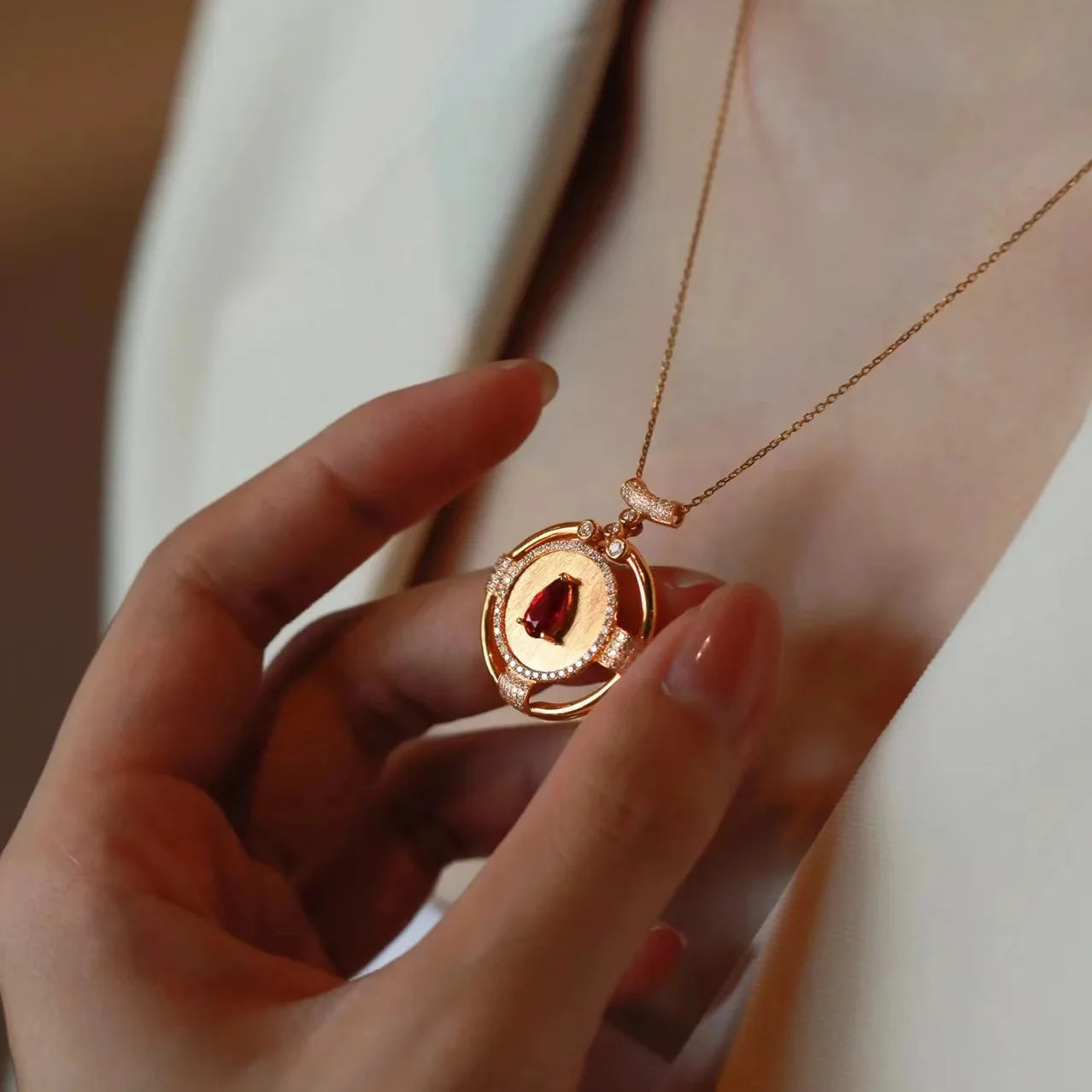 Real 14K Rose Gold 2 Carats bury Pendant Women Natural red ruby Gemstone 14K Rose Gold 45cm Necklace Jewelry Pendant mujer gifts