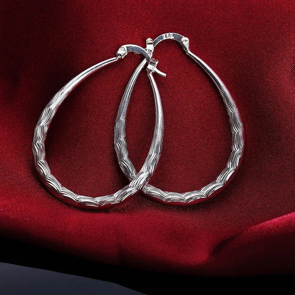 Top Quality 925 Sterling Silver Earrings Simple Round Circle Hoop Earrings For Woman Fashion Wedding Engagement Charm Jewelry - Madeinsea©