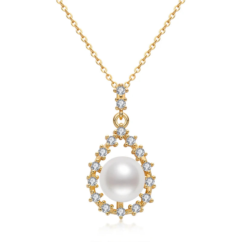 OXTAO Luxury 14K Gold Filled Necklace Natural Freshwater Pearl Necklace For Women Trendy Retro Style Clavicle Chain Jewelry Gift