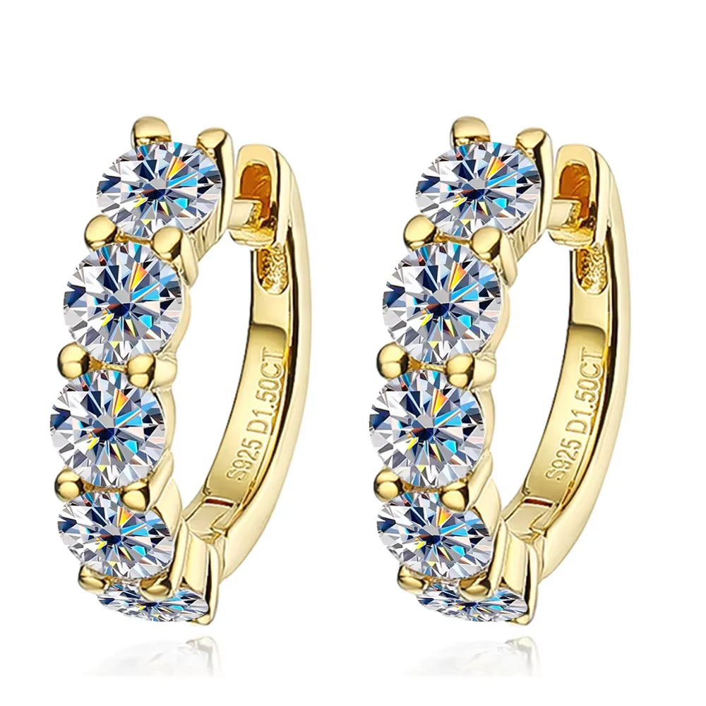 Serenity 4mm D Color Moissanite Earrings For Women Gift 100% S925 Sterling Silver Plated 18K Sparkling Lab Diamond Hoop Earrings
